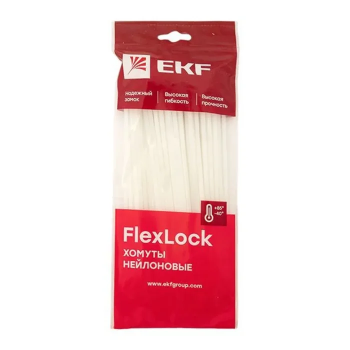 Хомут P6.6 3.6х200 FlexLock стандартный бел. (уп.100шт) PROxima EKF plc-fl-ctsw-3.6x200