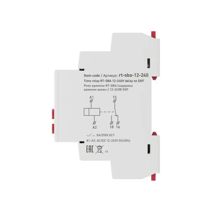 Реле времени RT-SBA 12-240В задержка времени включ. PROxima EKF rt-sba-12-240