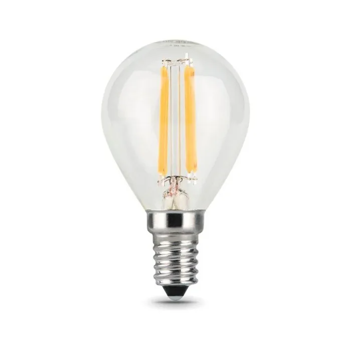 Лампа светодиодная филаментная Black Filament 9Вт P45 шар 2700К тепл. бел. E14 680лм GAUSS 105801109