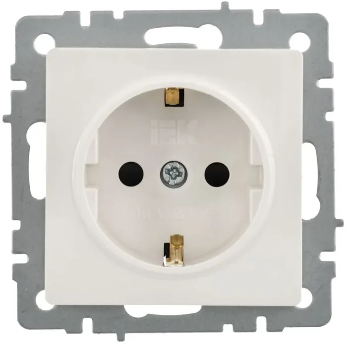 Розетка Btrite РС14-1-0-БрБ 16А с заземл. бел. IEK BR-R14-16-K01-PRO