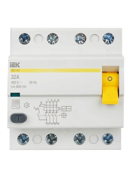 Выключатель дифференциального тока (УЗО) 4п 32А 300мА тип AC ВД1-63 KARAT IEK MDV10-4-032-300