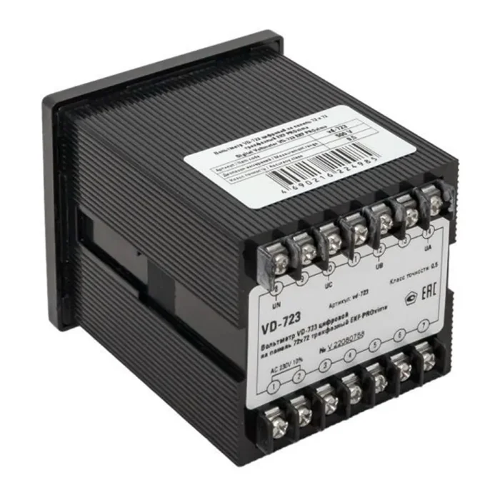 Вольтметр цифровой VD-723 на панель 72х72 трехфазный EKF vd-723