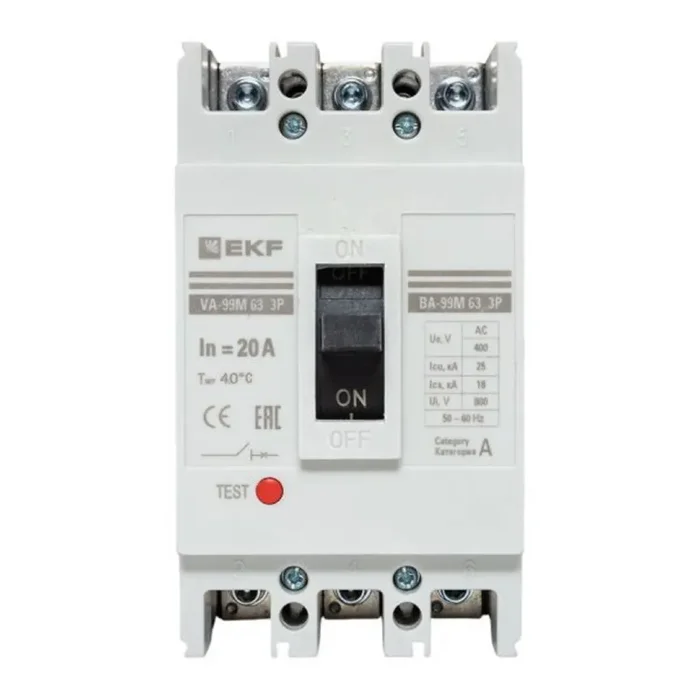 Выключатель автоматический 3п 63/20А 25кА ВА-99М PROxima EKF mccb99-63-20m