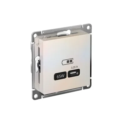 Розетка USB AtlasDesign тип C 65Вт QC PD высокоскор. ЗУ механизм жемчуж. SE ATN000427