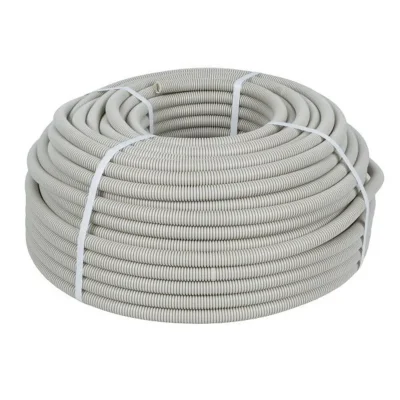 Труба гофрированная ПВХ гибкая тяжелая d40мм с протяжкой сер. (уп.25м) PROxima EKF tg-z-40-t