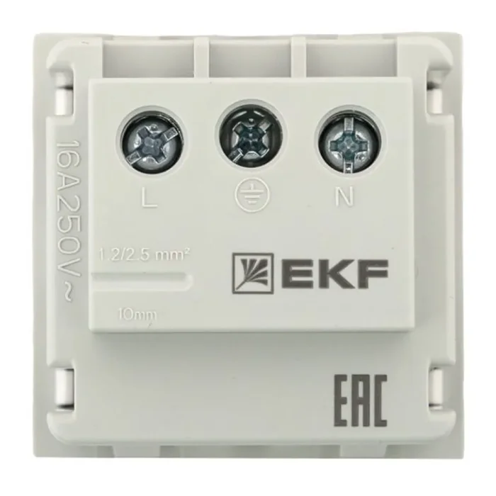 Розетка 1-м 2мод. C-Line РКС-20-30-П 45х45 с заземл. бел. EKF E2MR16-028-10