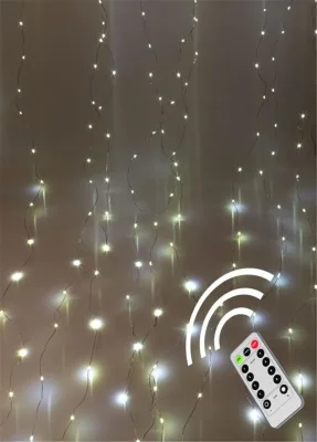 Гирлянда светодиодная &quot;Дождь&quot; 3х3м 300LED с крючками для крепления тепл. бел. 8 режимов мигания питание от USB 5В пульт ДУ КОСМОС KOC_CUR-U103