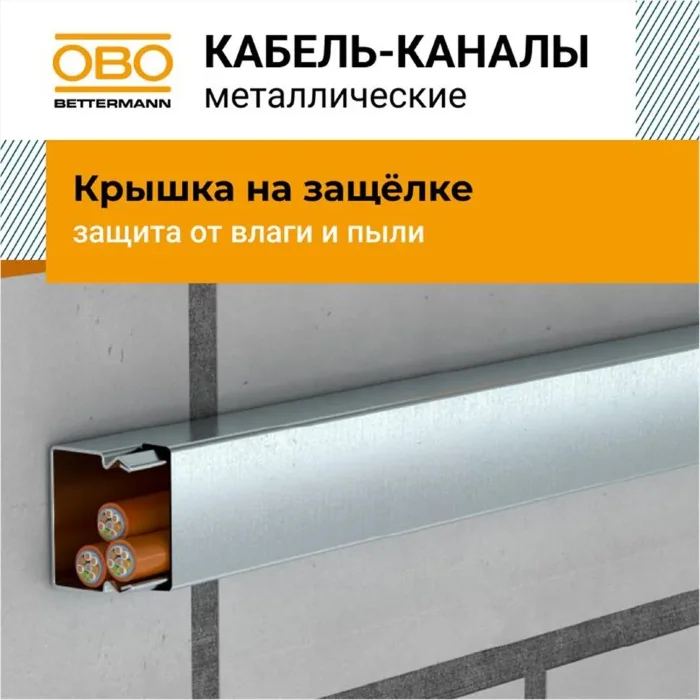 Кабель-канал (короб с крышкой) 20х24 L2000 сталь 0.7мм LKM конвейерн. цинк. метал. OBO 6246966