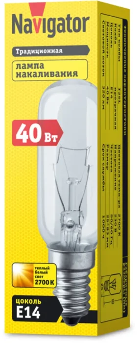 Лампа накаливания 61 206 NI-T25L-40-230-E14-CL Navigator 61206
