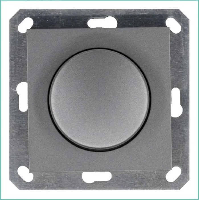 Светорегулятор поворотно-нажимной (диммер) LED 30-400Вт 1gang 2way механизм алюм. Jasmart G4012S