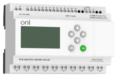 Модуль ЦПУ ПЛК 430 14 DI 10 RO 220В AC с экраном ONI PLR-430-CPU-14D10R-1AC-00