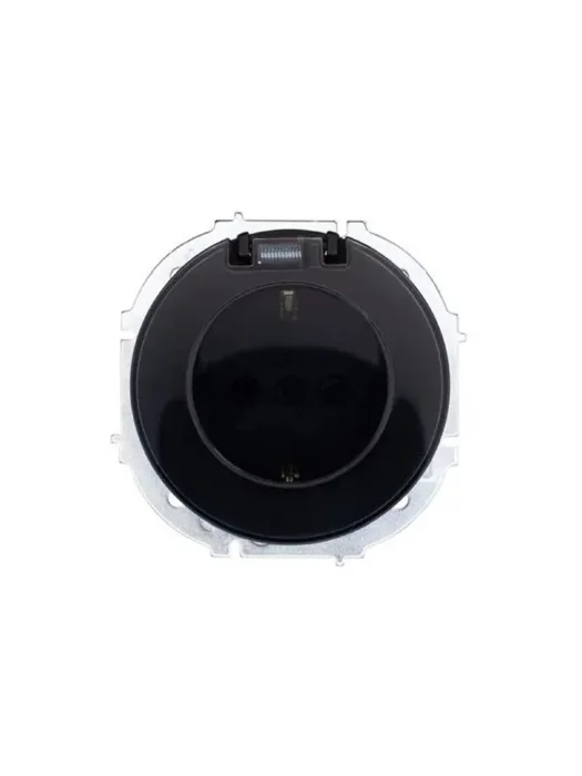 Розетка 1-м СП OSEN с заземл. с крышкой ПБТ механизм черн. бархат LEZARD 743-4288-123B