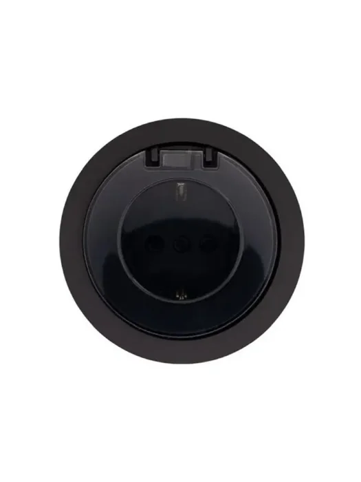 Розетка 1-м СП OSEN с заземл. с крышкой ПБТ механизм черн. бархат LEZARD 743-4288-123B