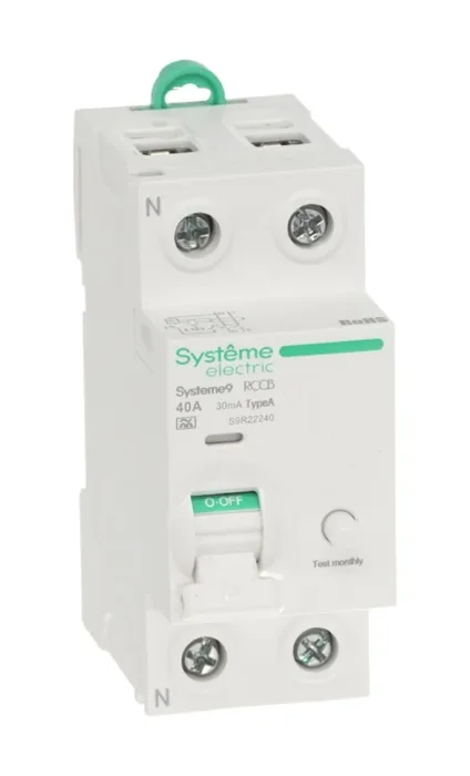 Выключатель дифференциального тока 2п 40А 30мА тип A Systeme9 230В SE S9R22240