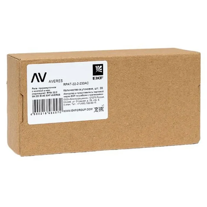 Реле промежуточное с кнопкой и мех. индикацией RPAt 22/2 8А 230В AC EKF rpat-22-2-230AC