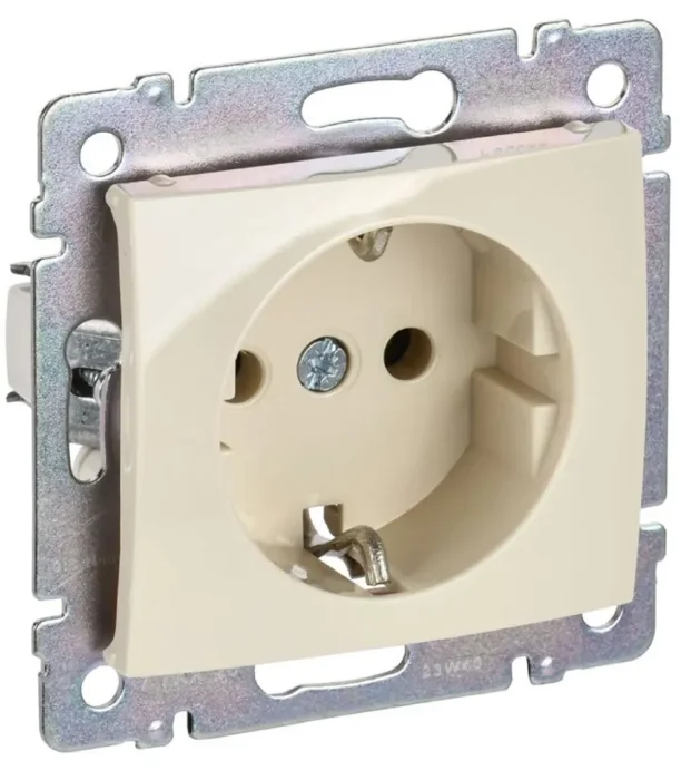 Розетка 1-м СП Valena 16А IP20 2P+E с заземл. немецк. стандарт механизм сл. кость (DIY-упак.) IEK 695612
