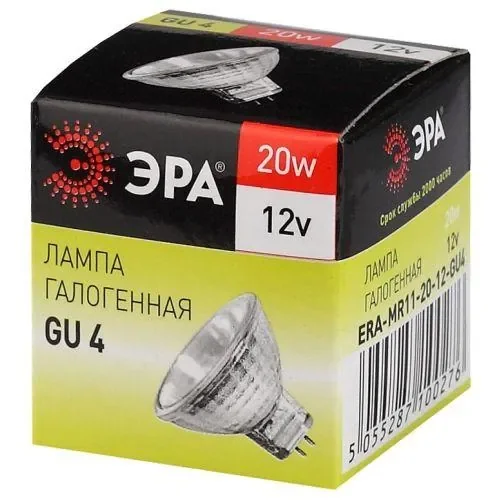 Лампа галогенная GU4-MR11-20W-12V-30Cl ЭРА C0027361