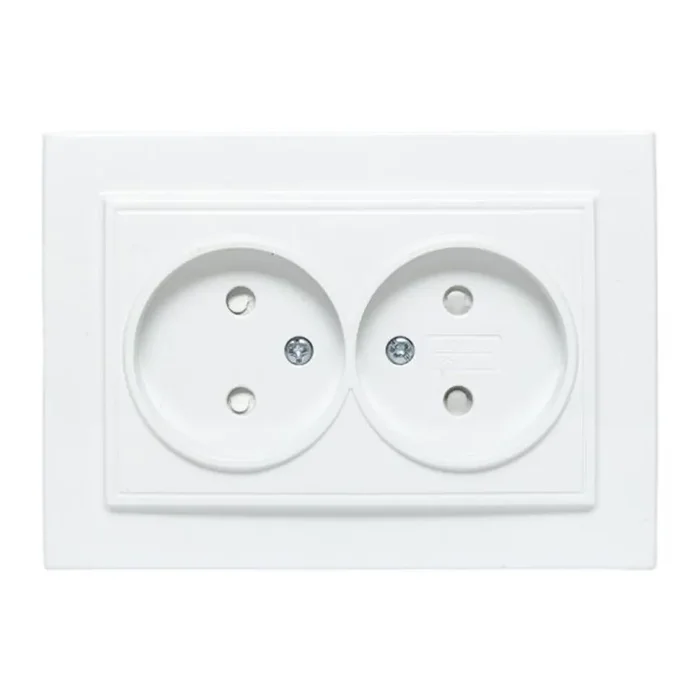 Розетка 2-м СП Минск 10А IP20 без заземл. защ. шторки бел. Basic EKF ERR10-102-100
