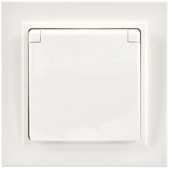 Розетка с крышкой Brite 16А IP44 РСбш10-3-44-БрБ механизм бел. в сб. IEK BR-R16-16-44-K01-F-PRO