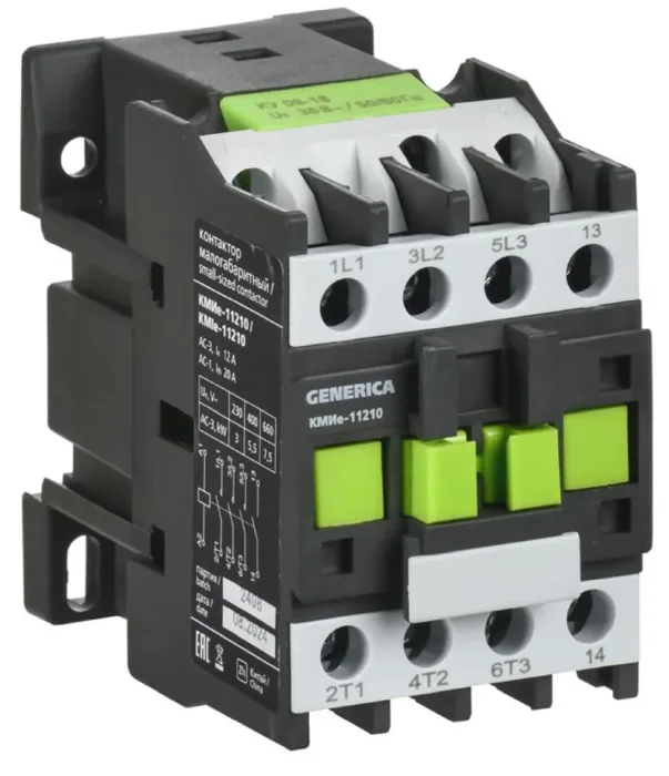 Контактор КМИе-11210 12А 400В/АС3 1НО GENERICA KKME11-012-400-10