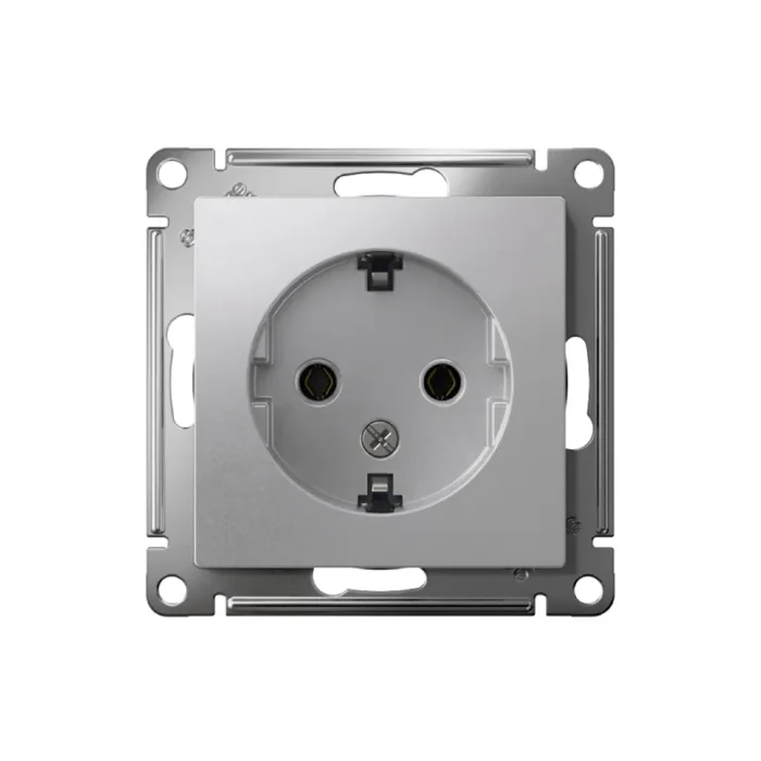 Розетка 1-м СП AtlasDesign 16А IP20 с заземл. механизм алюм. SE ATN000343