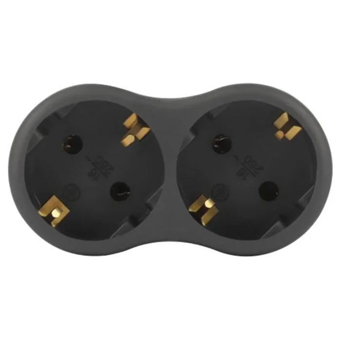 Разветвитель электрический SPx-2e-B на 2 розетки с заземл. 16А черн. Эра Б0059722