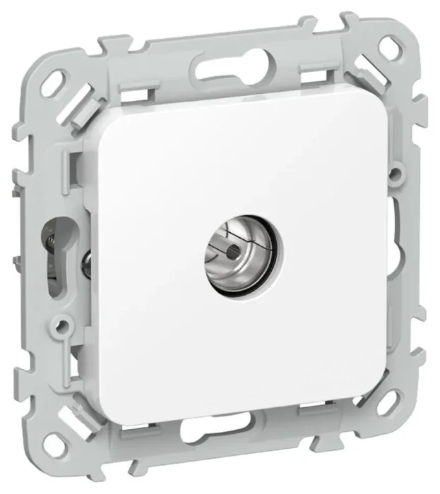 Розетка телевизионная проходная СП FLITE РТВм-1-1-2-ФлБ тип M экранир. механизм бел. IEK FI-A13-P-K01