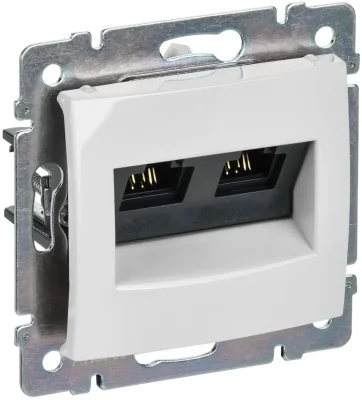 Розетка компьютерная 2-м СП Valena RJ45 кат.5E UTP на захватах механизм бел. IEK 774231