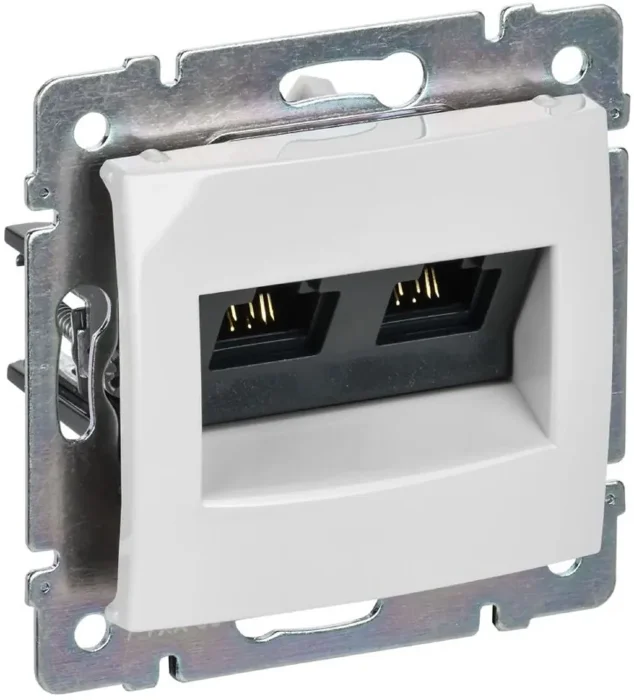 Розетка компьютерная 2-м СП Valena RJ45 кат.5E UTP на захватах механизм бел. IEK 774231