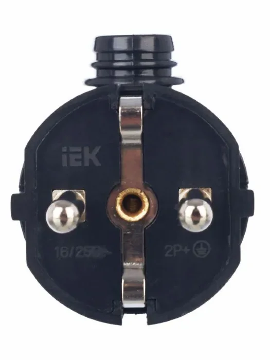 Вилка угловая ВПу11-02-Ст разборная с заземл. 16А черн. IEK EVP11-16-01-K02