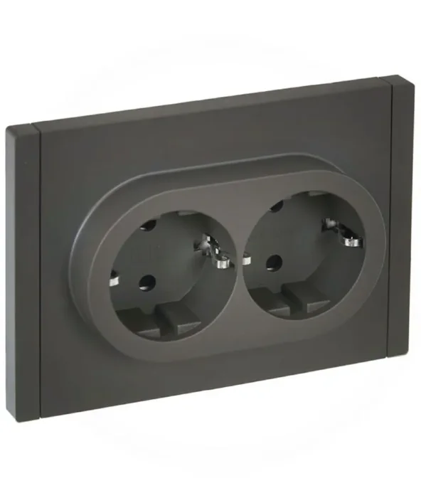 Розетка 2-м СП FORTE&PIANO FP323 16А с заземл. защ. шторки безвинт. крепл. сер. IEK FP-R24-16-1-K03