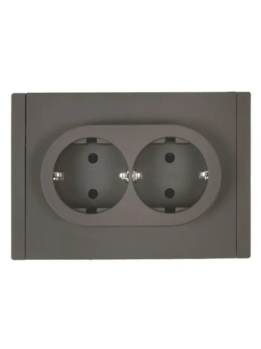 Розетка 2-м СП FORTE&PIANO FP323 16А с заземл. защ. шторки безвинт. крепл. сер. IEK FP-R24-16-1-K03