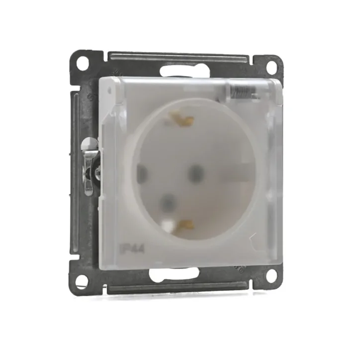 Розетка 1-м СП AtlasDesign Aqua 16А IP44 с заземл. защ. шторки с крышкой механизм бел. SE ATN440146