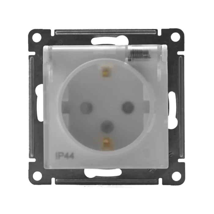 Розетка 1-м СП AtlasDesign Aqua 16А IP44 с заземл. защ. шторки с крышкой механизм бел. SE ATN440146