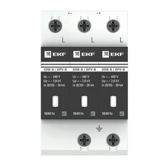 Ограничитель перенапряжения имп. ОПВ-В/3P In 30кА 400В EKF opv-b3