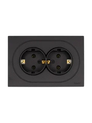 Розетка 2-м СП OSEN с заземл. ПБТ механизм черн. бархат LEZARD 743-4200-127B