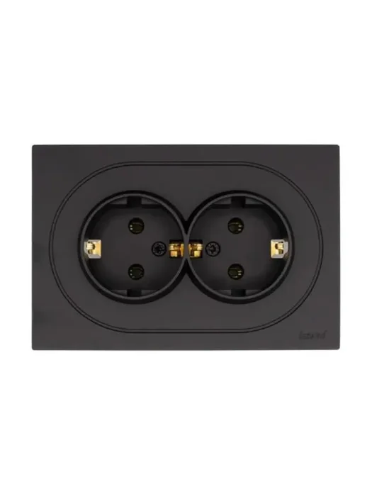 Розетка 2-м СП OSEN с заземл. ПБТ механизм черн. бархат LEZARD 743-4200-127B
