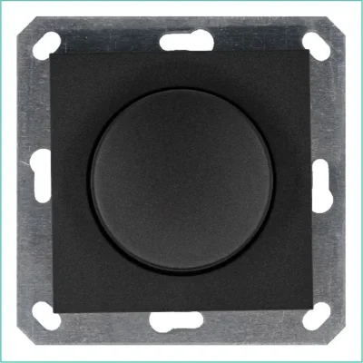 Светорегулятор поворотно-нажимной (диммер) LED 30-400Вт 1gang 2way механизм антрацит Jasmart G4012B