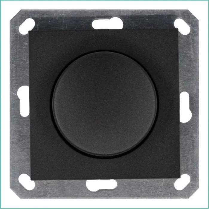 Светорегулятор поворотно-нажимной (диммер) LED 30-400Вт 1gang 2way механизм антрацит Jasmart G4012B