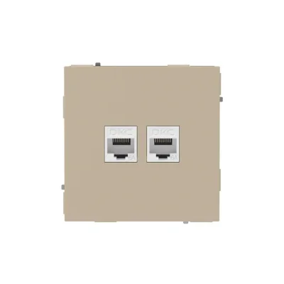 Розетка компьютерная 2-м KANT RJ45 кат.6A без шторки ванильн. марципан DKC 7015674