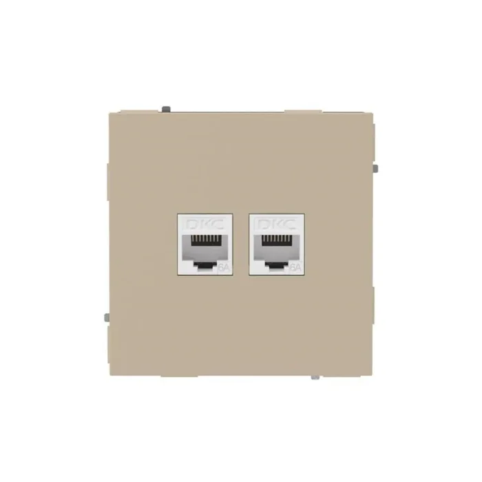 Розетка компьютерная 2-м KANT RJ45 кат.6A без шторки ванильн. марципан DKC 7015674