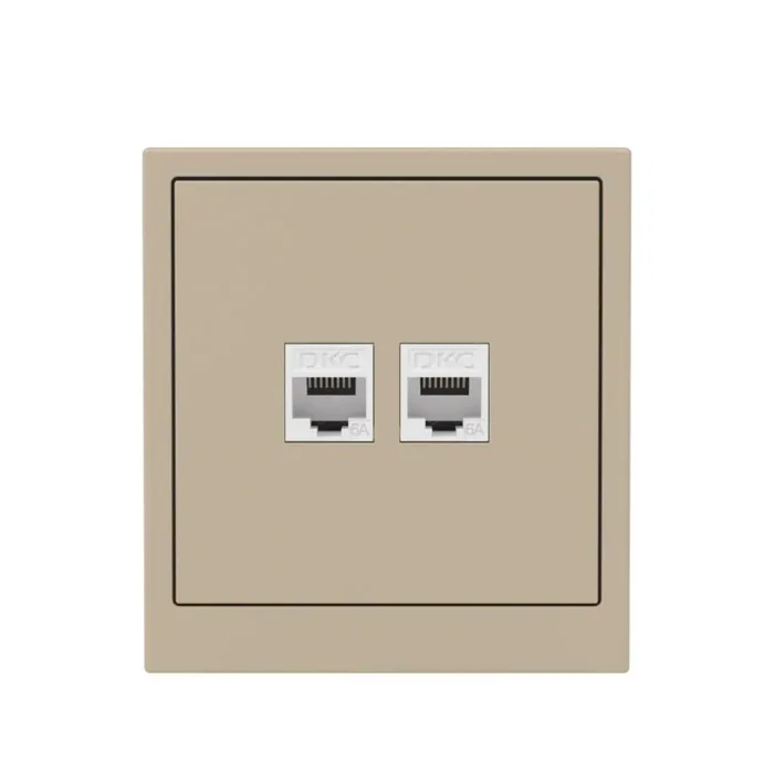 Розетка компьютерная 2-м KANT RJ45 кат.6A без шторки ванильн. марципан DKC 7015674